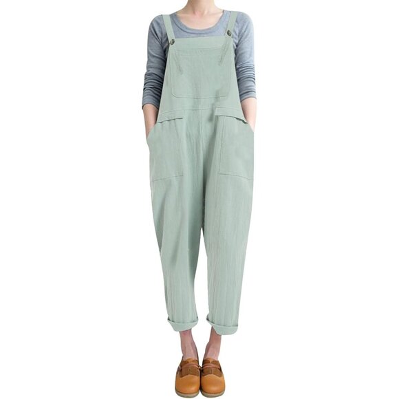 Women's Jumpsuit Oversized Rompers with Pockets - Lightgreen - Picture 1 of 6